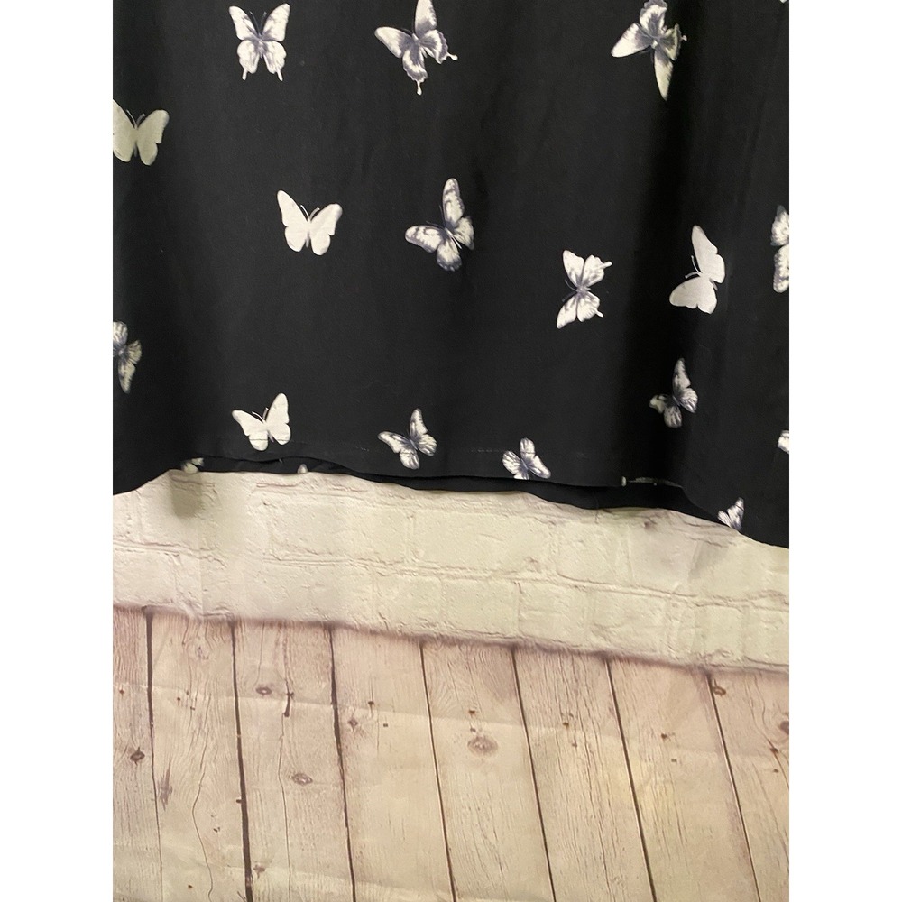Ekouaer Ladies Size XL Butterfly  Top  White Black Short Sleeve - Picture 7 of 8